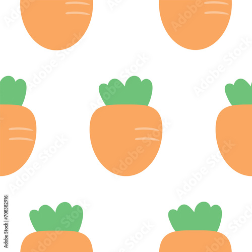 Seamless carrot pattern for fabric prints, textiles, gift wrapping paper. colorful vector for children, flat style