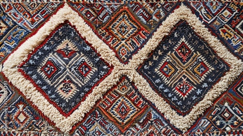 Beautiful carpet with a pattern. Handicraft cotton handmade traditional floor rug photo