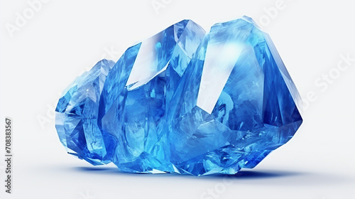 blue crystal isolated on a white background 3d render