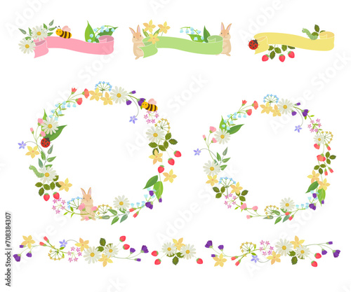 春のフレームセット　植物と動物