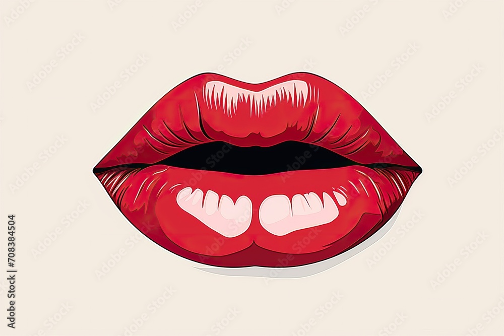 Woman Mouth Art Elegant Line Drawing in Flat Style Woman Mouth Art Elegant Line Drawing in Flat Style