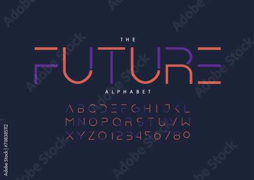 Vector of stylized modern font and alphabet