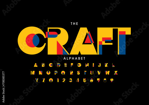 Vector of stylized modern font and alphabet