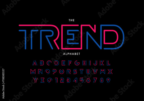 Vector of stylized modern font and alphabet