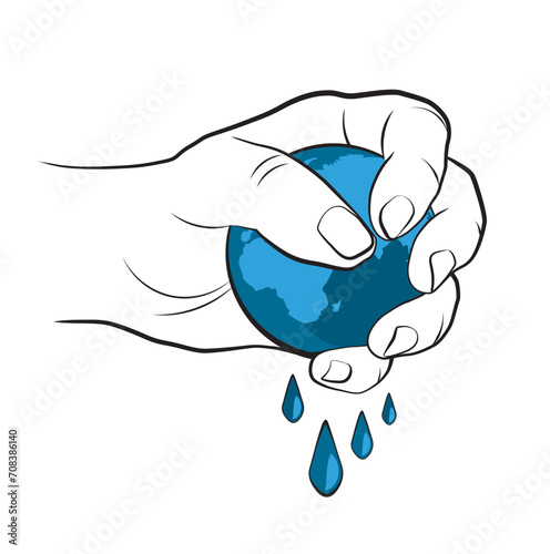 Illustrated hand squeezing a globe
