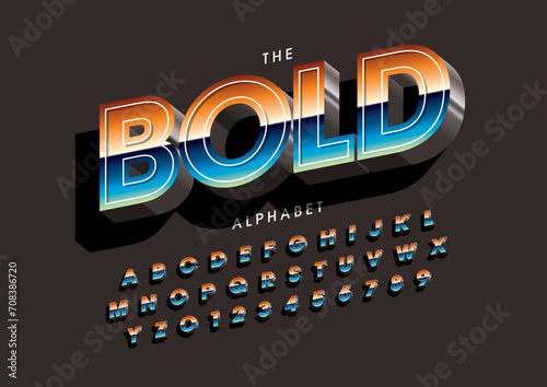 Vector of stylized modern font and alphabet