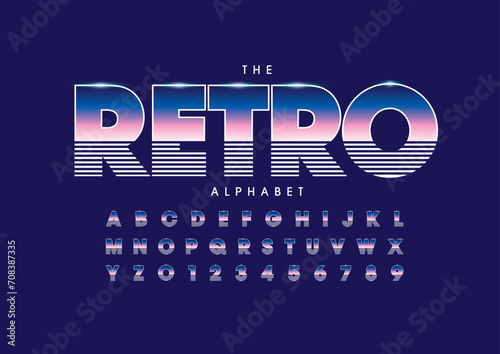 Vector of stylized modern font and alphabet