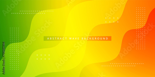 Green and orange gradient dynamic abstract background with wave shape and lines. Simple style backdrop colorful fresh creative element. Eps10 vector