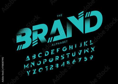 Vector of stylized modern font and alphabet