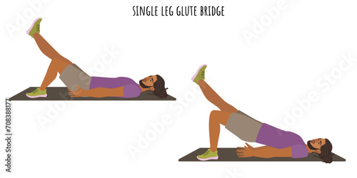 Young man doing single led glute bridge exercise