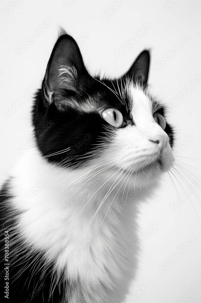 A Cat, Black white picture, generative ai A Cat, Black white picture, generative ai