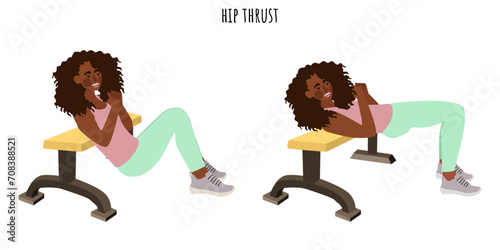 Young woman doing hip thrust exercise