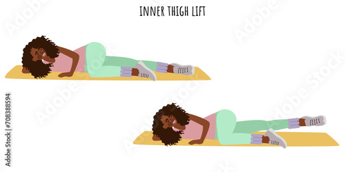 Young woman doing inner thigh lift exercise
