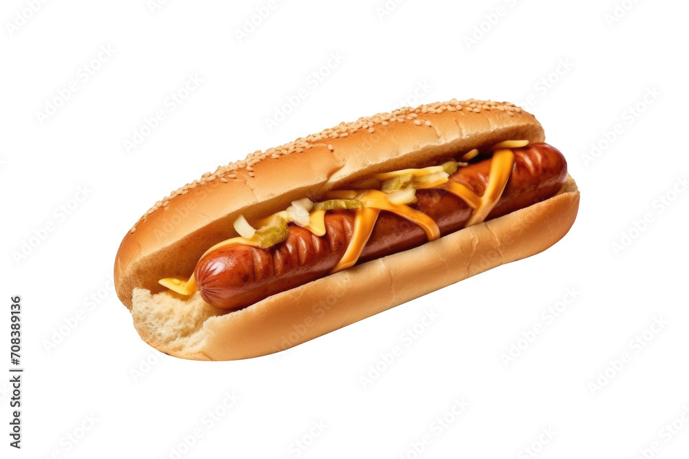 American sandwich sausage isolated on transparent background
