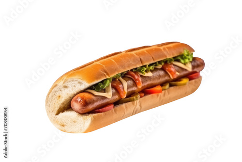 American sandwich sausage isolated on transparent background