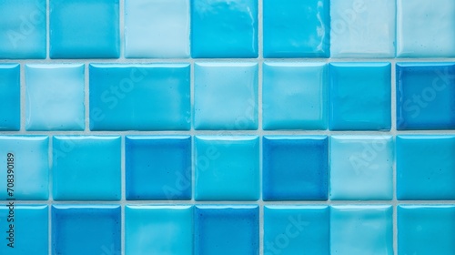 wall tile background. squares of different blue shades and a white seam, texture.