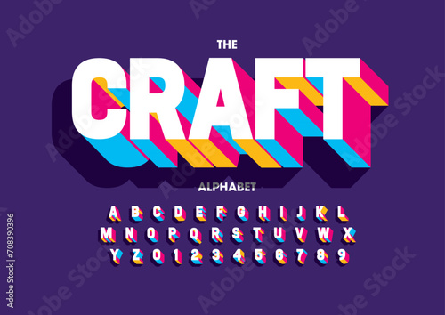 Vector of stylized modern font and alphabet