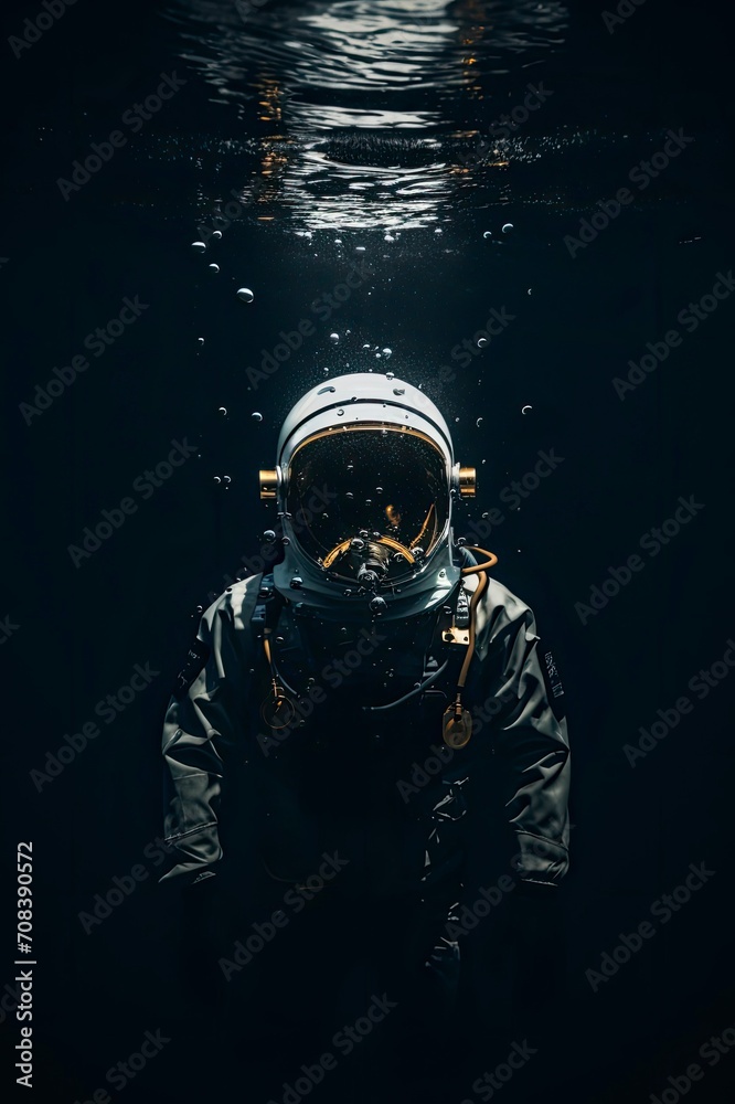 An Astronaut under water, Generative ai