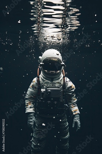 An Astronaut under water, Generative ai