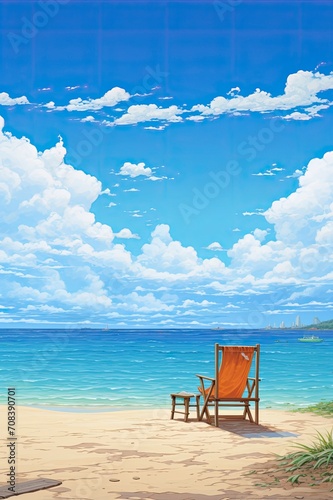 Beach background, cartoon style, generative ai
