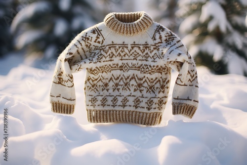 woollen sweater on a snowy surface photo