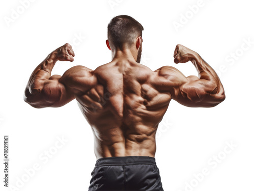 A bodybuilder on a transparent background. Ideal for a fitness presentation.