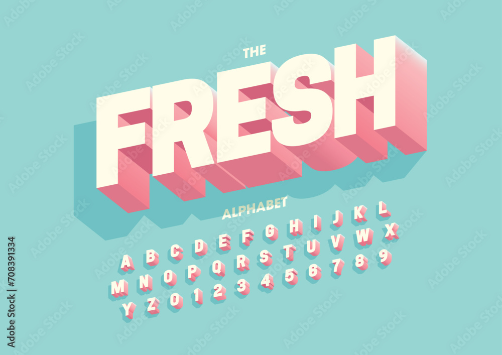 Vector of stylized modern font and alphabet