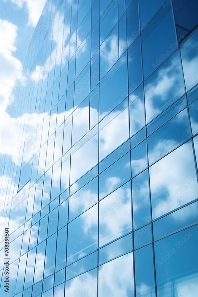 Blue glass skyscraper reflecting the sky Blue glass skyscraper reflecting the sky