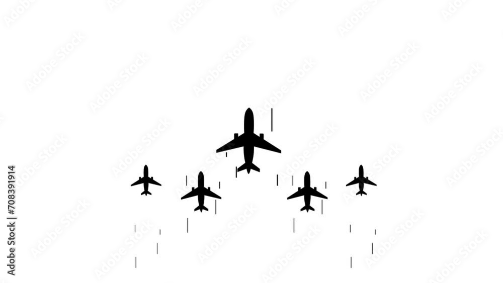 plane airplane flying animation motion graphic airplane black and white silhouette attraction military airplane jet airplane alpha 4k looping