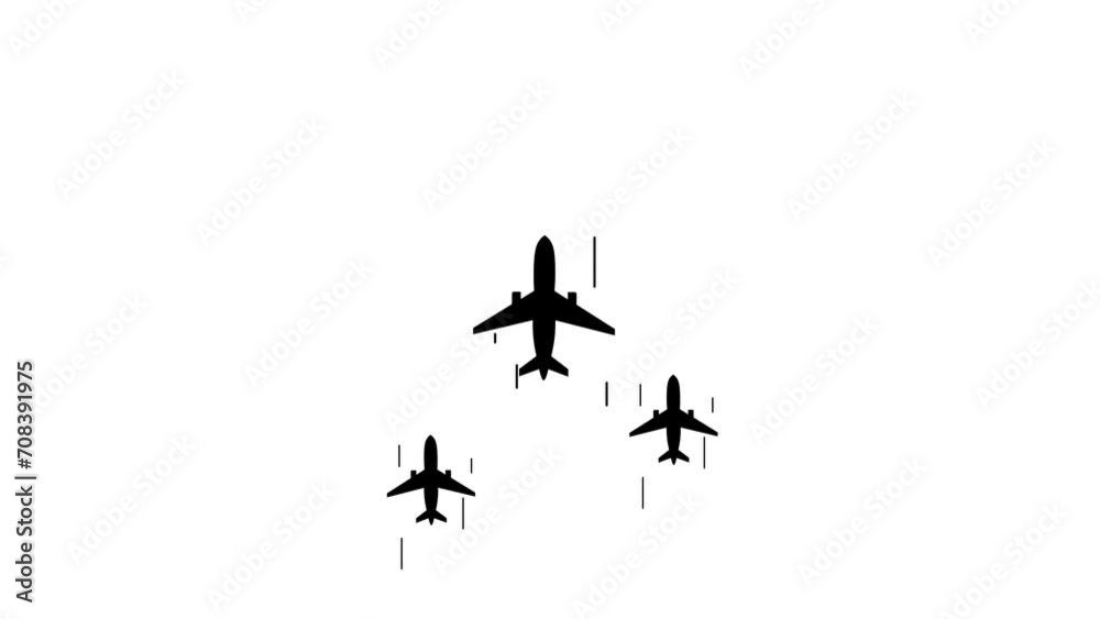 plane airplane flying animation motion graphic airplane black and white silhouette attraction military airplane jet airplane alpha 4k looping