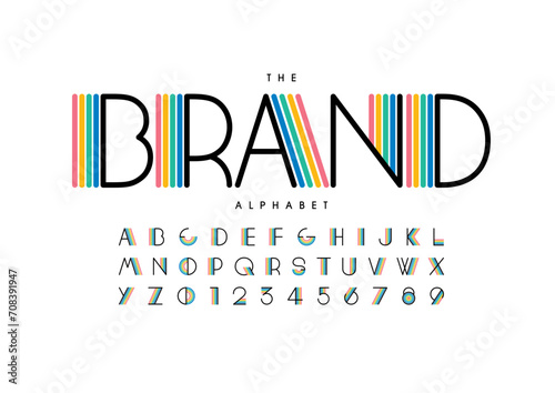 Vector of stylized modern font and alphabet