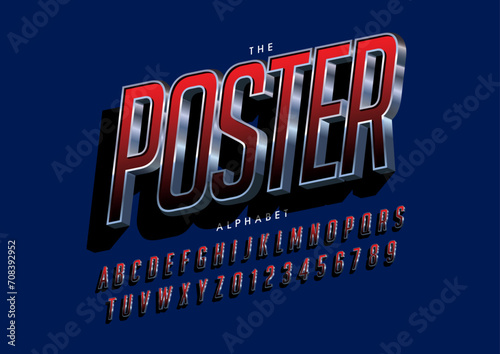 Vector of stylized modern font and alphabet