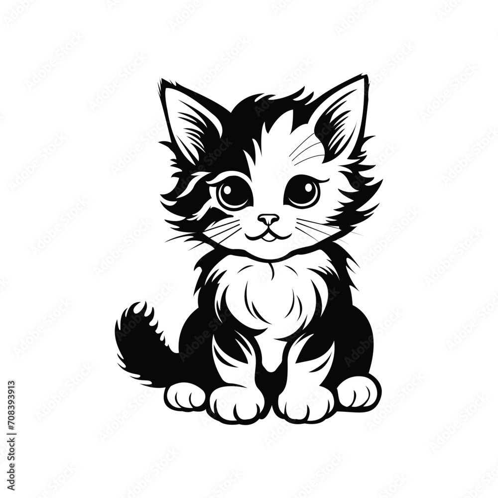 Black and white kitten sitting Black and white kitten sitting
