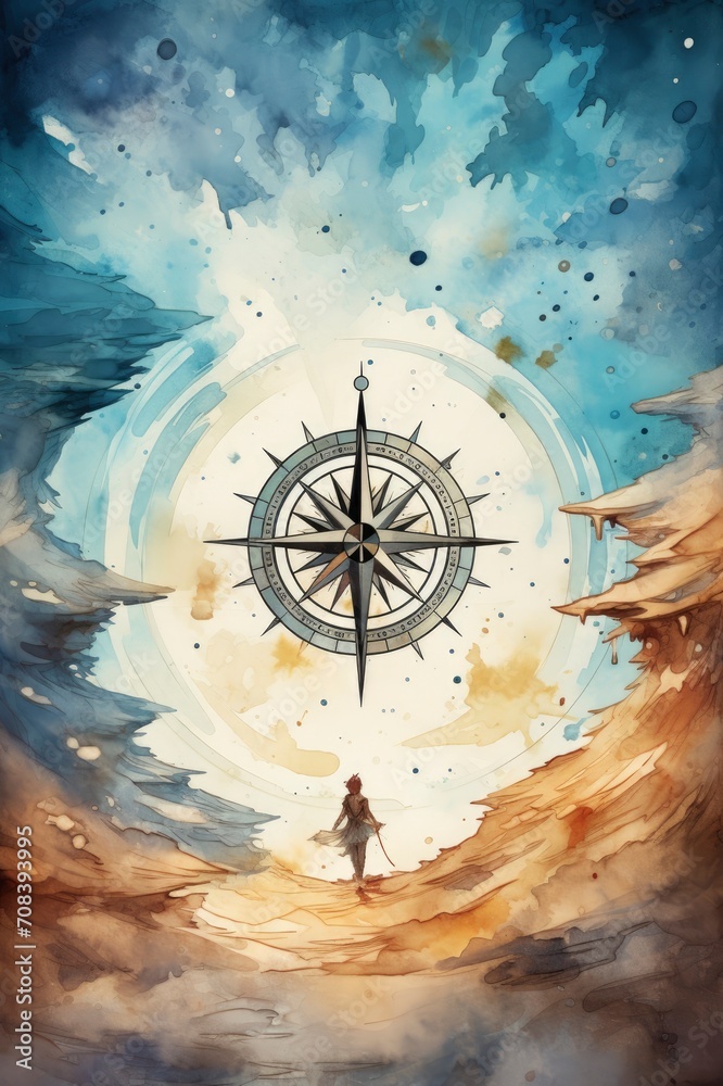 Fototapeta premium Compass, background, generative ai