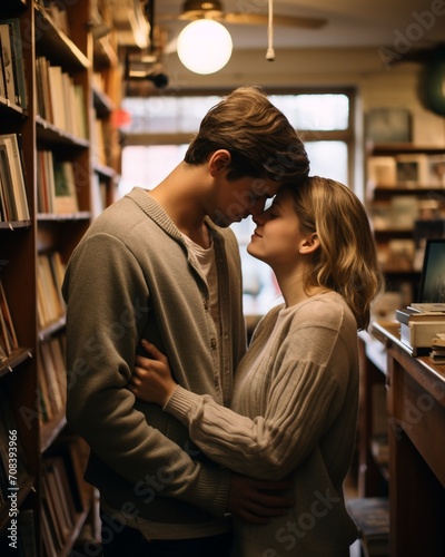 Couple together in a bookstore