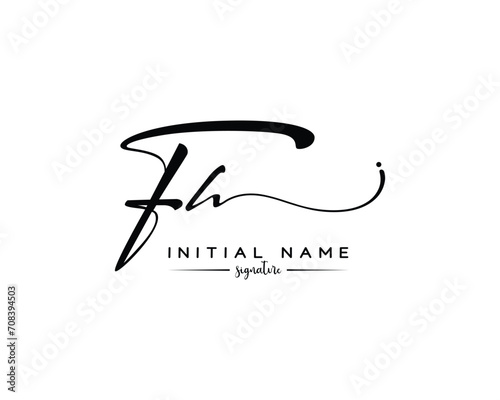 FH F H initial letter handwriting and signature logo