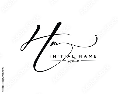 HM H M initial letter handwriting and signature logo