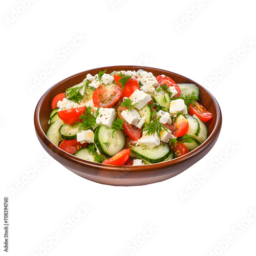 Traditional Bulgarian Shopska salad on png background.