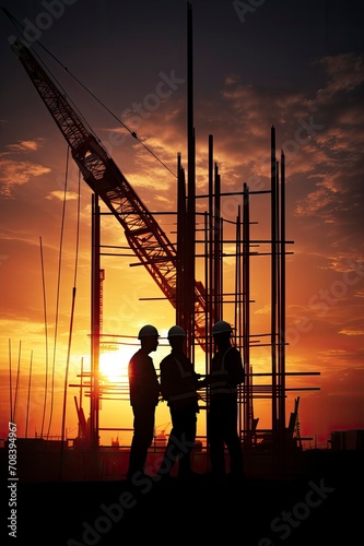 Engineer worker building construction site, generative ai