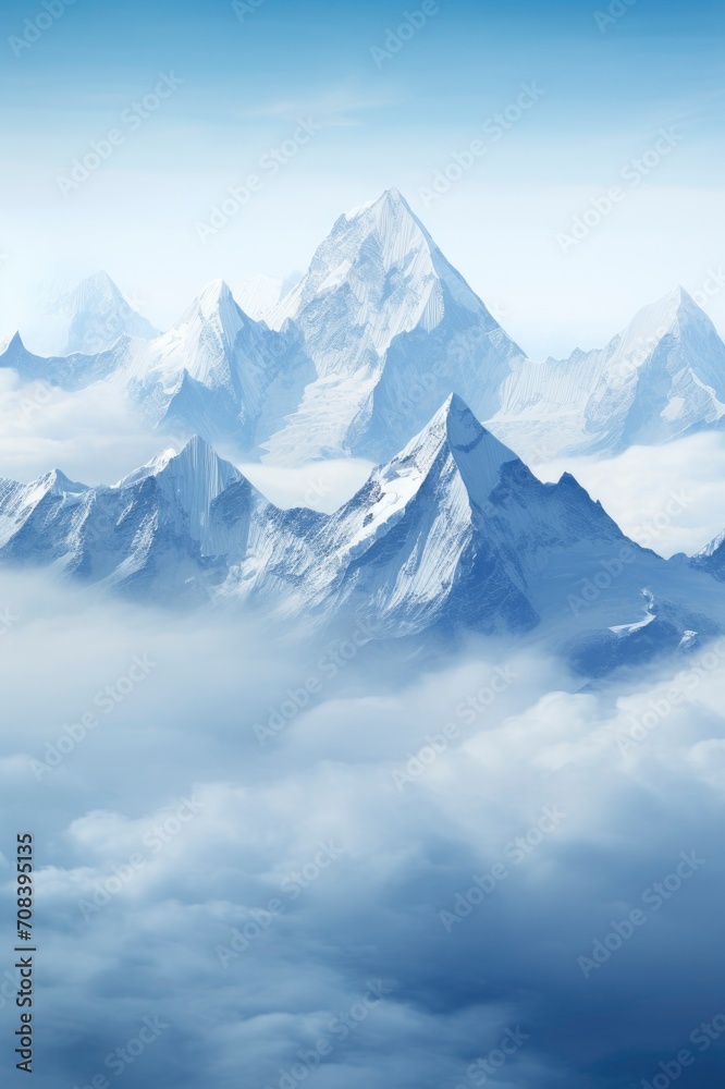 himalayas mountain, ice mountain, cartoon background, generative ai
