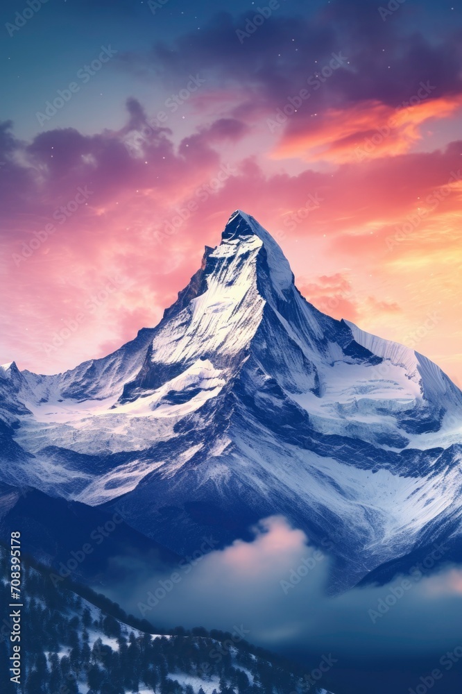 himalayas mountain, ice mountain, cartoon background, generative ai