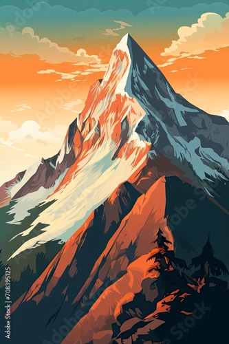 himalayas mountain, ice mountain, cartoon background, generative ai