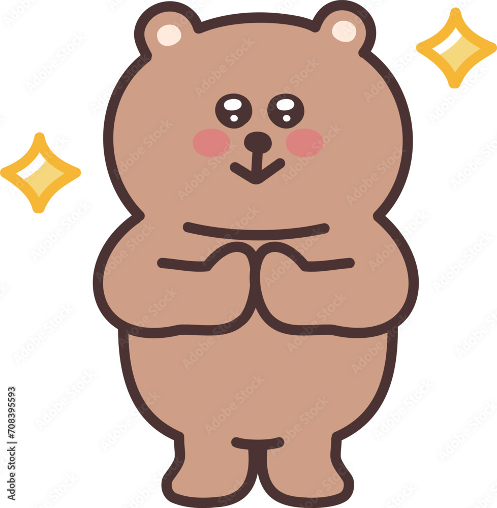 Cartoon teddy bear being Impressed. Vector illustration isolated on a transparent background.