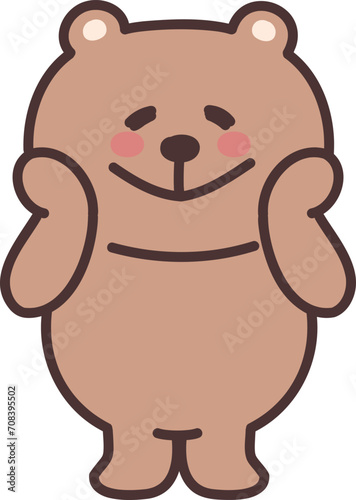 Cartoon teddy bear being enchanted by something. Vector illustration isolated on a transparent background.