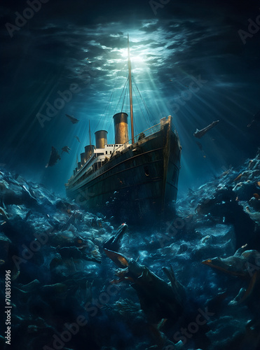Sunken Secrets: A Digital Artwork of an Oceanic Mystery © Dola_Studio