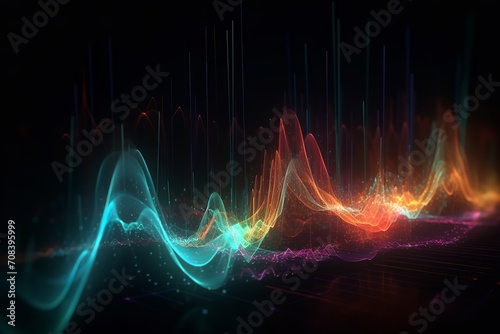 Dynamic Harmony: Composition of Colored Sine Vibration Waves in Abstract Background, Colored sine vibration, Abstract background, Dynamic composition, Vibrant waves,