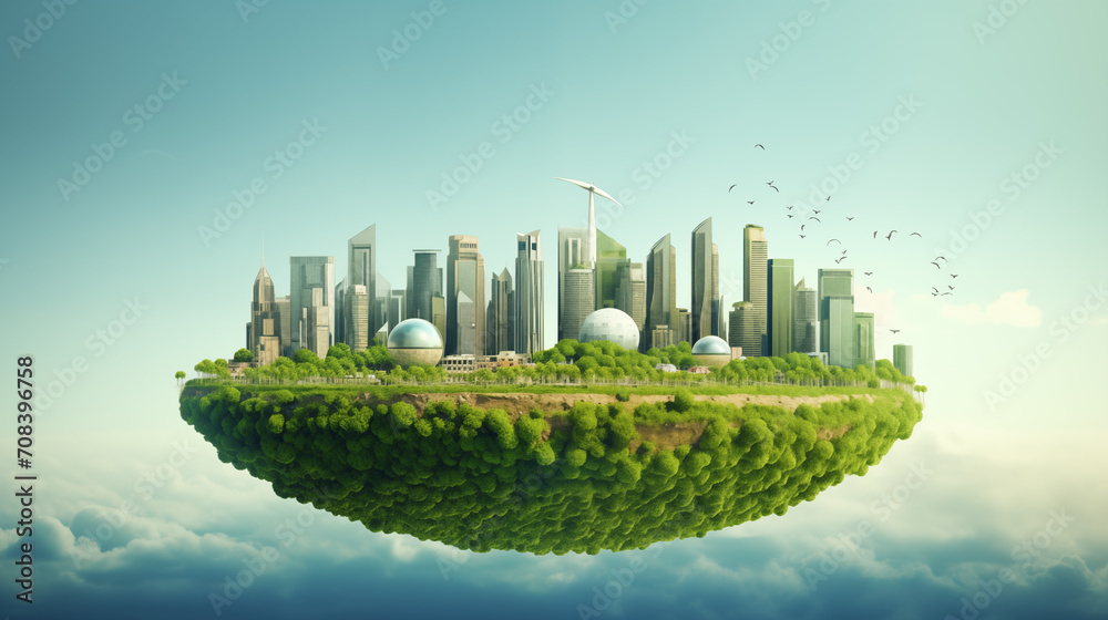 Green ecology city against pollution