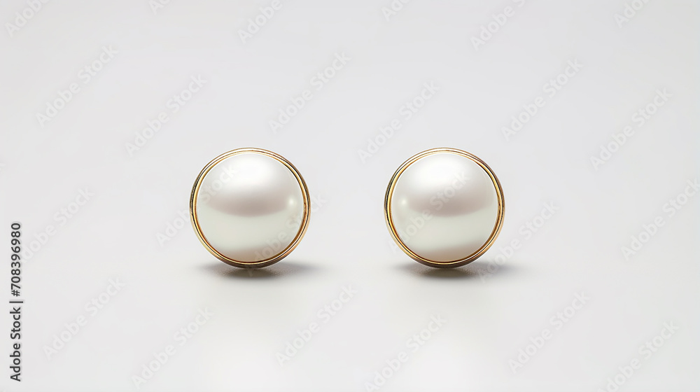 white pearl pieced earrings pair fine jewelry isolated on white background white pearl pieced earrings pair fine jewelry isolated on white background