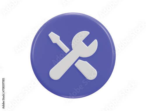 wrench and screwdriver fix and repair concept 3d vector icon illustration