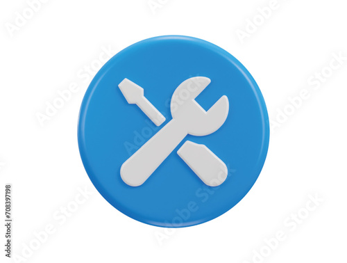 repair tools with wrench and screwdriver fix and repair concept 3d vector icon illustration